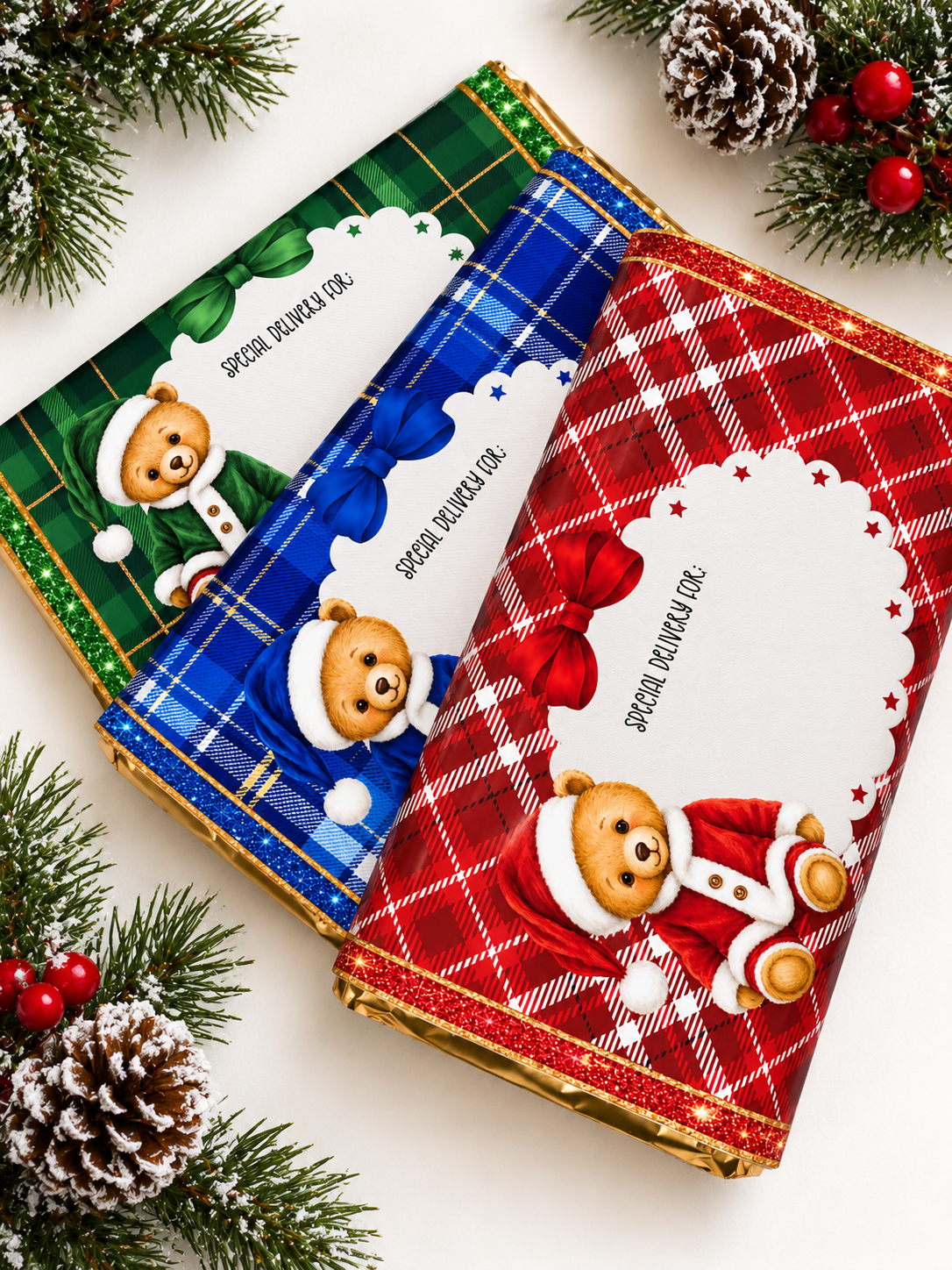 Christmas Bear Wrappers - Digital Download