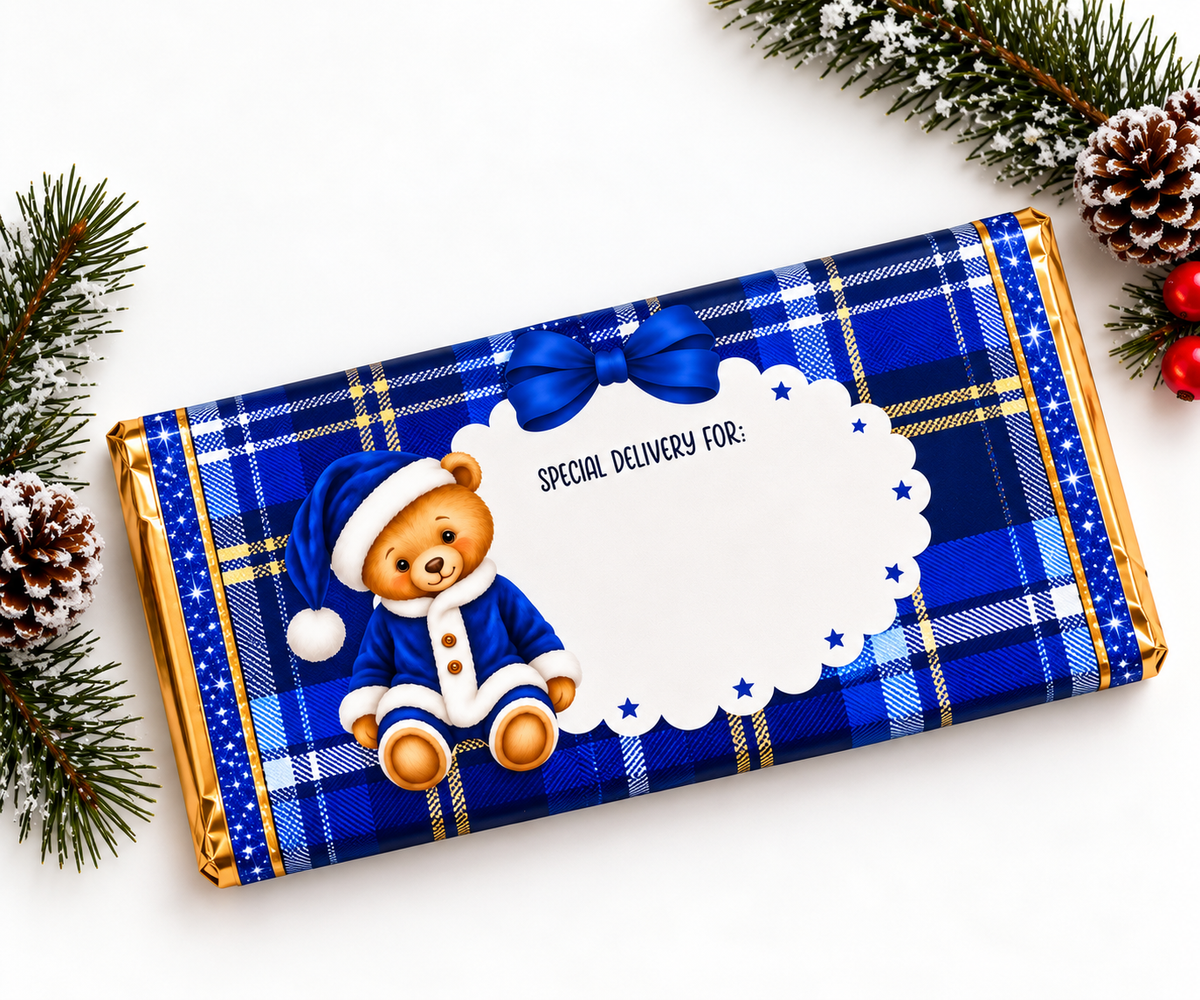 Christmas Bear Galaxy Wrapper - Blue